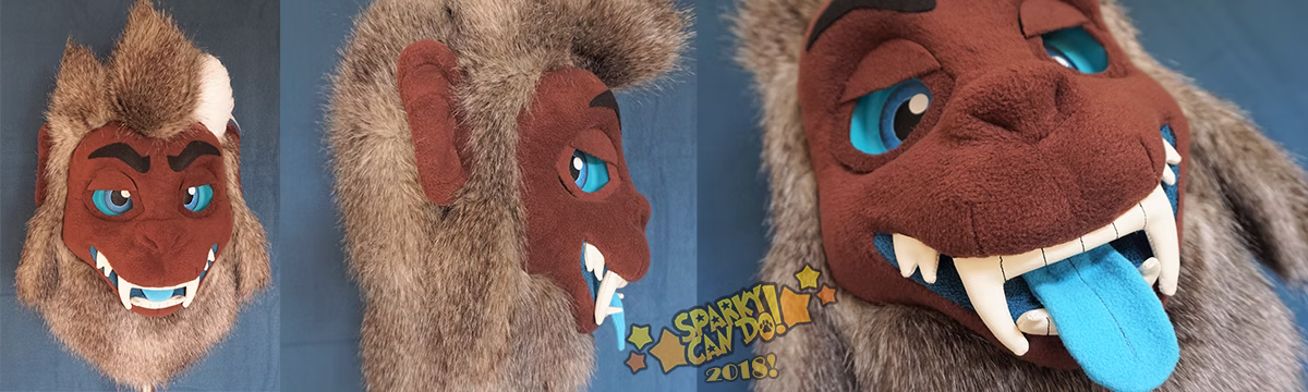 SparkyCanDo fursuit — Head, 2018